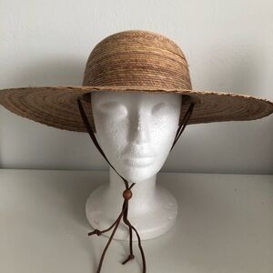 Woven Straw Sun Hat with Adjustable Neck Tie